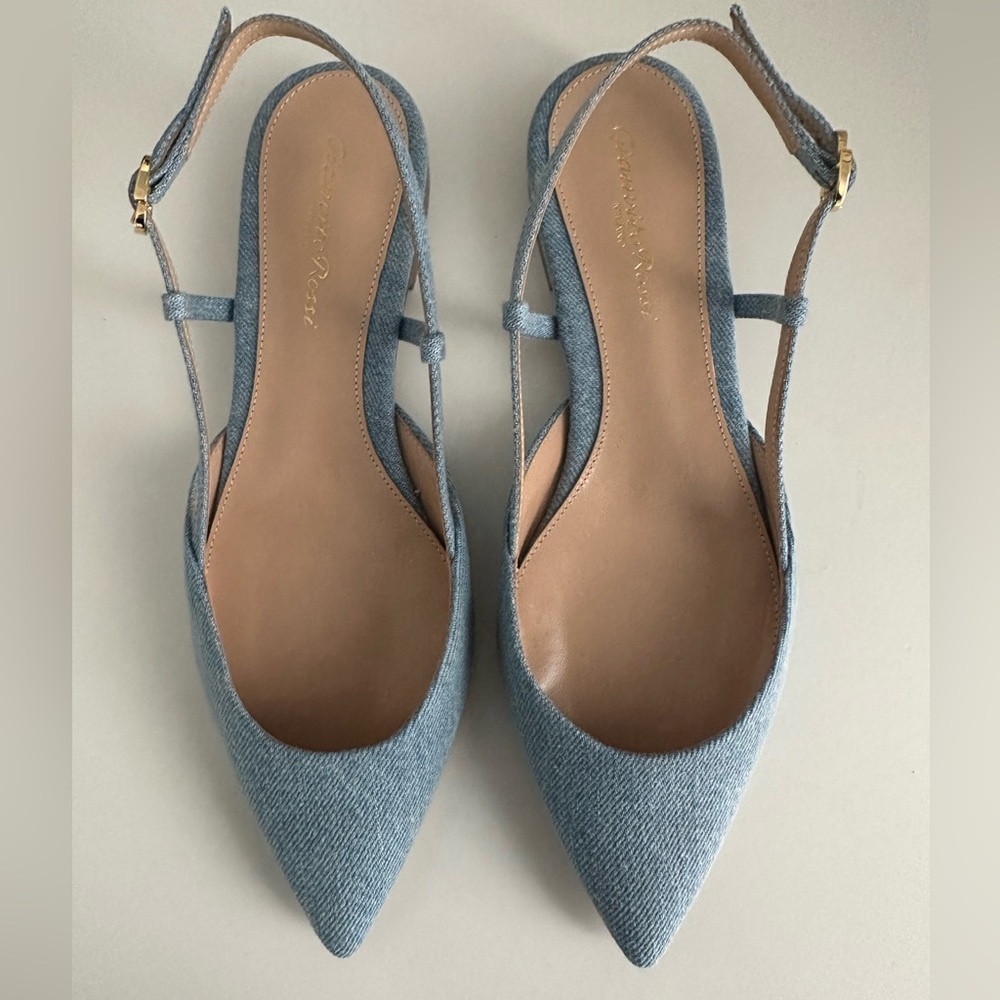 Gianvito Rossi Denim sling back flats size 36.5 - NEVER WORN! Retail for $885